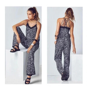 Fabletics Black/White Dash Jumpsuit Size Small
